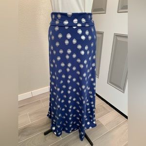 LulaRoe skirt, S, blue with silver dots